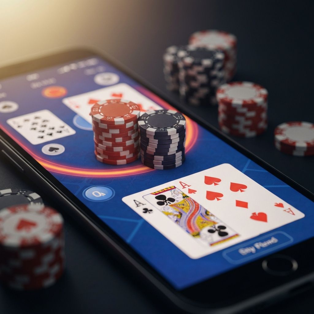 Mobilne kasyno z smartfonem i żetonami